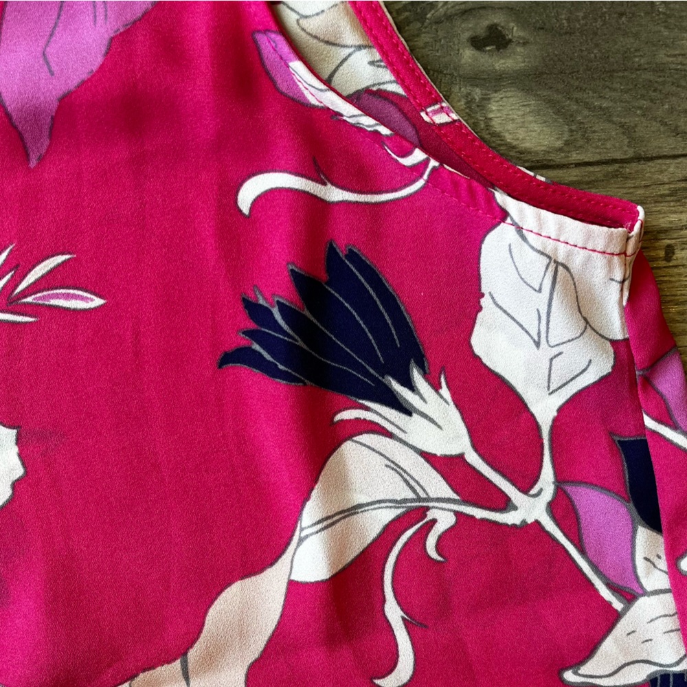 Elaine Rose Women’s Sleeveless High Low Pink Floral Blouse Size Medium - Picture 5 of 6